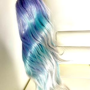 Beautiful Turquoise and lavender lace front wig
